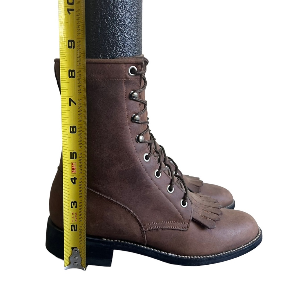 Tony Lama Size 6 Leather Lace Up Kiltie Roper Boots - Picture 9 of 12